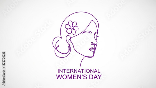 International women's day celebration with a beautiful woman's face and flower in her hair with International Women s Day and empowerment and feminism
