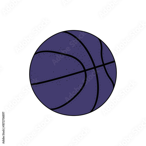 Purple basketball illustration, a clean vector graphic for sports-themed projects. Represents active play and athletic lifestyle. Ideal for modern digital design