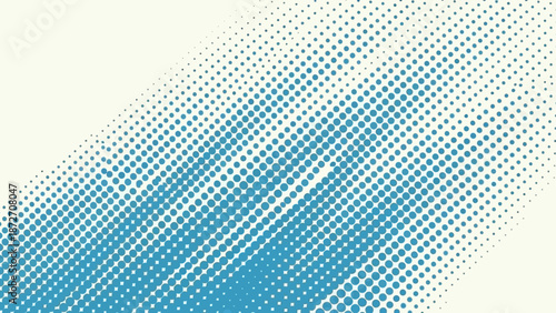 Blue Halftone Dot Pattern Fades into Cream Background - Abstract Textured Design