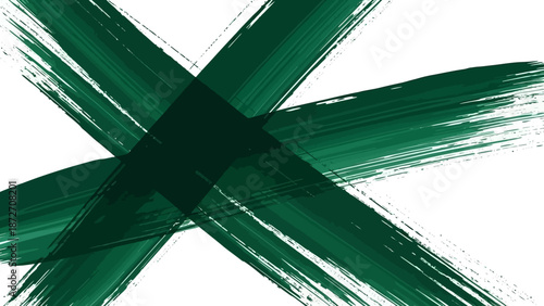 Abstract Emerald Green Brush Strokes Over White Background, Artistic Design Element