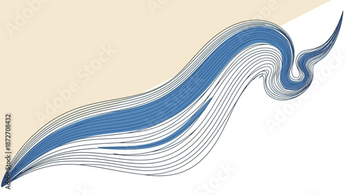 Abstract Blue Wave Swirl with Flowing Lines and Soft Background - Elegant Design