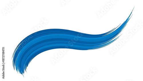 Abstract Blue Paintbrush Stroke Swirl Wave Flowing Design Element Isolated on White