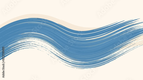 Abstract Blue and Beige Wavy Brush Stroke Design on a Light Background