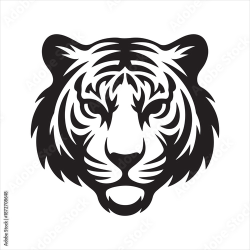 Tiger head vector, tiger head vector silhouette Isolated predator illustration