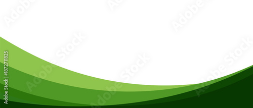 Elegant green wave background with simple curved layers on white space, suitable for branding, business banners, and digital marketing materials.
