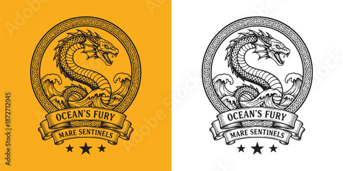 Ocean Fury Sea Serpent Emblem Mare Sentinels Mythic Logo