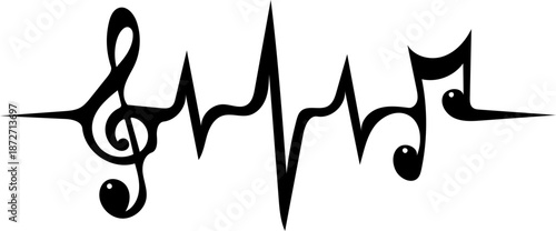 Musical heartbeat rhythm and sound wave illustration