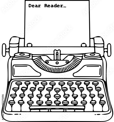 Vintage Typewriter with 'Dear Reader' Typed Message on Paper, Symbolizing Communication and Nostalgia
