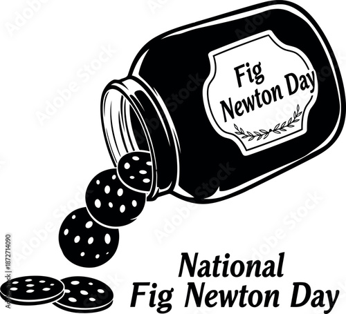 Silhouette of fig newtons spilling out of a jar on national fig newton day