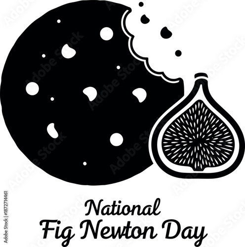 National fig newton day silhouette logo with cookie and fig