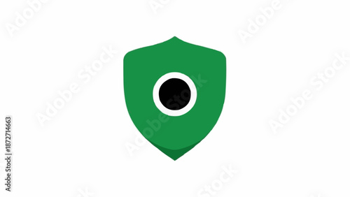 Green shield with black circle.