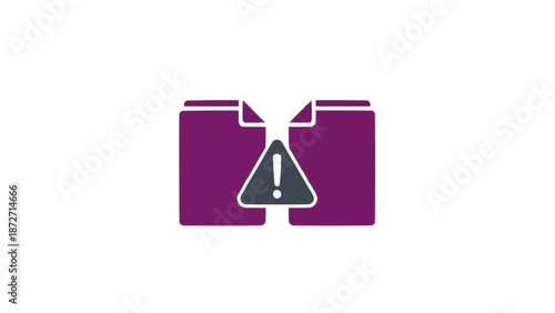 Purple warning sign on folder.