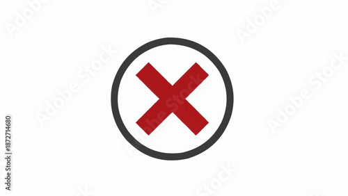 Red X Mark Symbol Inside Circle.