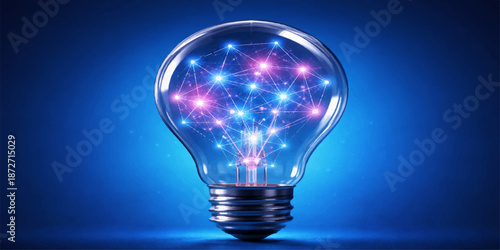 Glowing electric light bulb on a dark background symbolizing a bright idea and powerful innovation concept