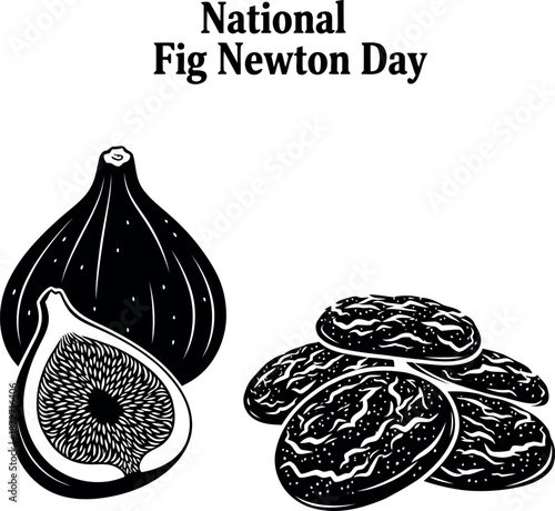 National fig newton day silhouette illustration of figs and cookies