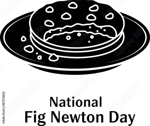 National fig newton day silhouette illustration of a fig newton on a plate