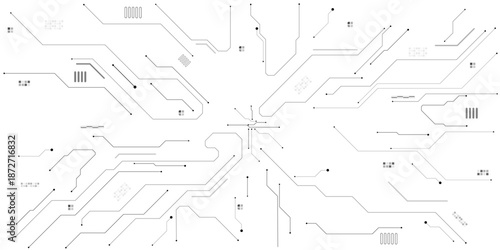 Vector futuristic black wires on a circuit board on a dark technological background. showcasing detailed technology network for modern digital projects and designs.