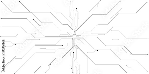 Vector futuristic black wires on a circuit board on a dark technological background. showcasing detailed technology network for modern digital projects and designs.