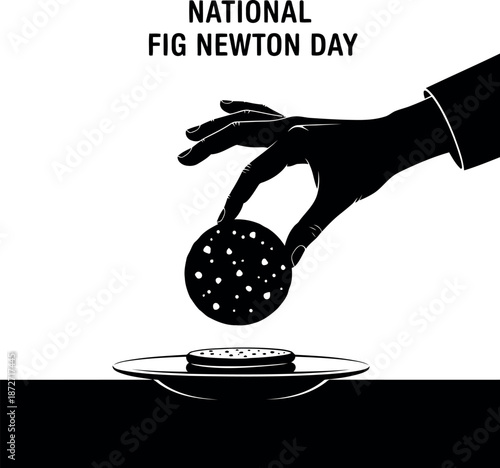 National fig newton day silhouette graphic with hand and cookie