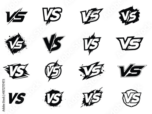 Versus fight screen logo collection vector design vs letters competition battle confrontation