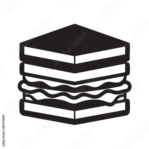 A black and white illustration of a hamburger