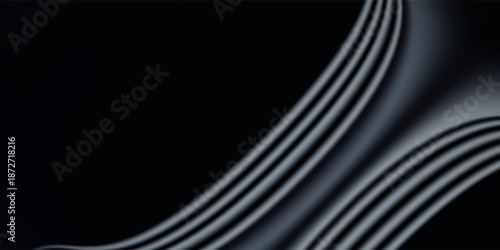 Abstract Dark Background with Flowing Gray Lines and Curves.