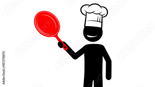 Chef Holding Frying Pan Cartoon Character.