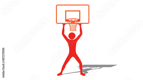 Red Silhouette of Basketball Player Dunking.