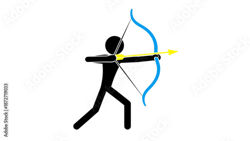 Silhouette of Archer Shooting Bow and Arrow.