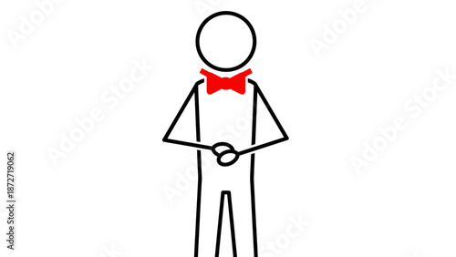Simple Line Drawing of Man with Bowtie.