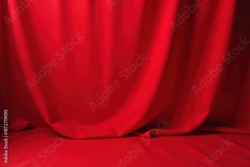 Crimson Drapery Studio Backdrop A Rich, Textured Fabric Setting for Product Photography or Visual Design Projects