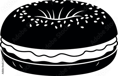 Silhouette of a donut hamburger hybrid dessert