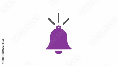 Purple bell icon with alert signal.