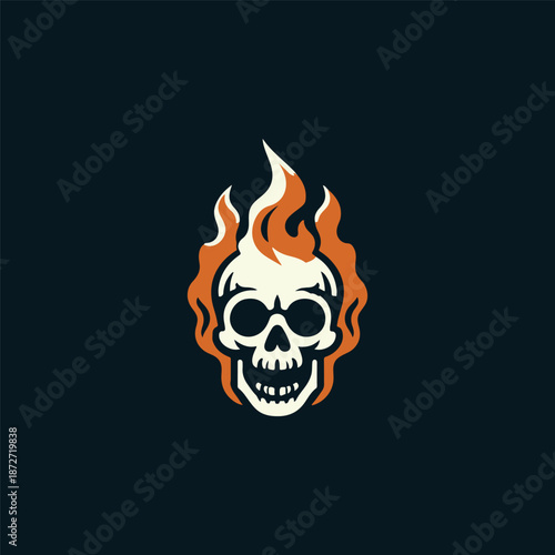 Skull Burning Fire Logo
