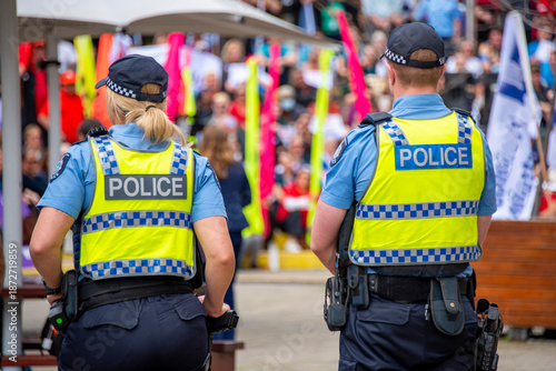 Police Force Patrolling in the City