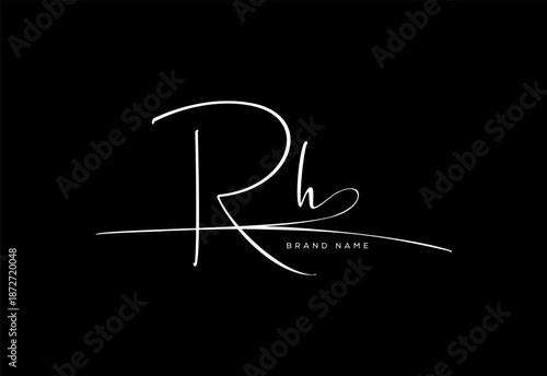 RH letter beauty cursive handwriting logo. vector logo| abstract logo| minimalist logo| brand identity| calligraphy design.