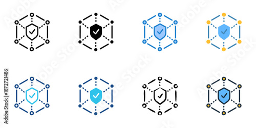 Network Security icons set multiple style collection. Editable stroke 
