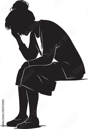 silhouette of a hopeless woman