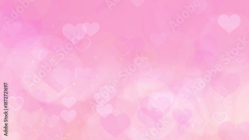 パステルピンクのハートがゆっくり上昇するループ背景動画 / Pastel Pink Hearts Floating Up Slowly Loop Background
