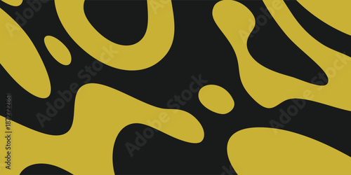 Abstract Organic Shapes in Mustard Yellow and Black.