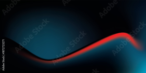 Abstract Red Wave Flowing Through Dark Blue Background.