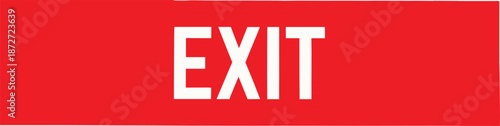Vector illustration of exit sign icon with bold text, directional label, emergency path, safety symbol, and signage layout design