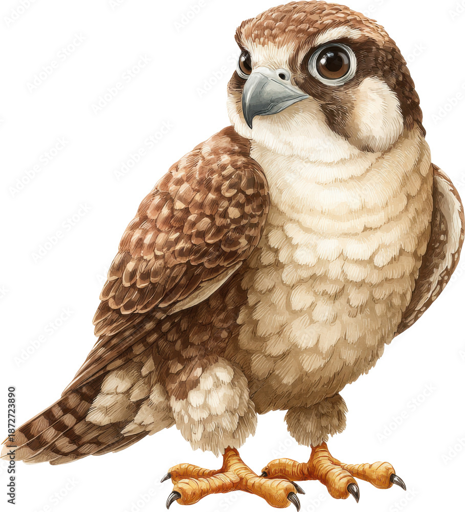 Obraz premium Brown falcon standing on white background isolated on transparent background