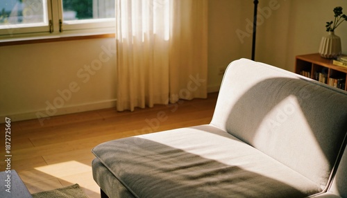 Minimal Cozy Living Room Interior with Natural Light and Neutral Tones