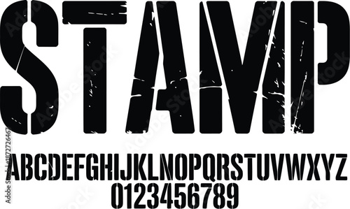 Bold Black Stamp Text with Alphanumeric Characters