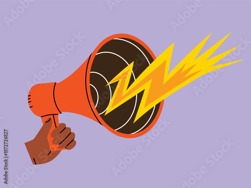 Hand with megaphone or loudspeaker, promotion, communication