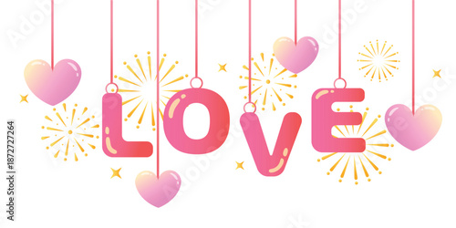 Banner anniversary of love for decoration concept. surprise a couple of valentine's day.