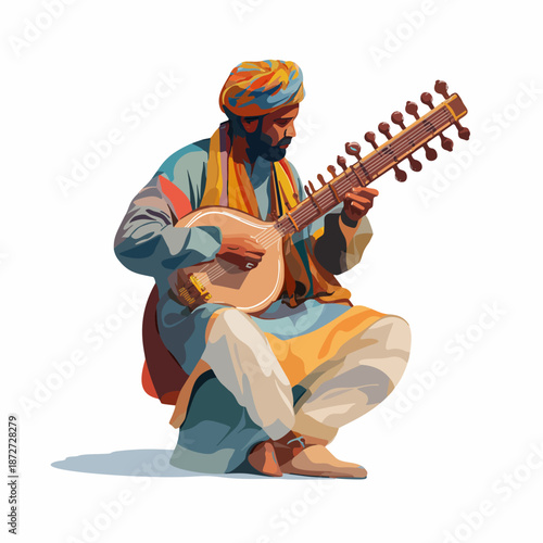 Indian street musician vector illustration3