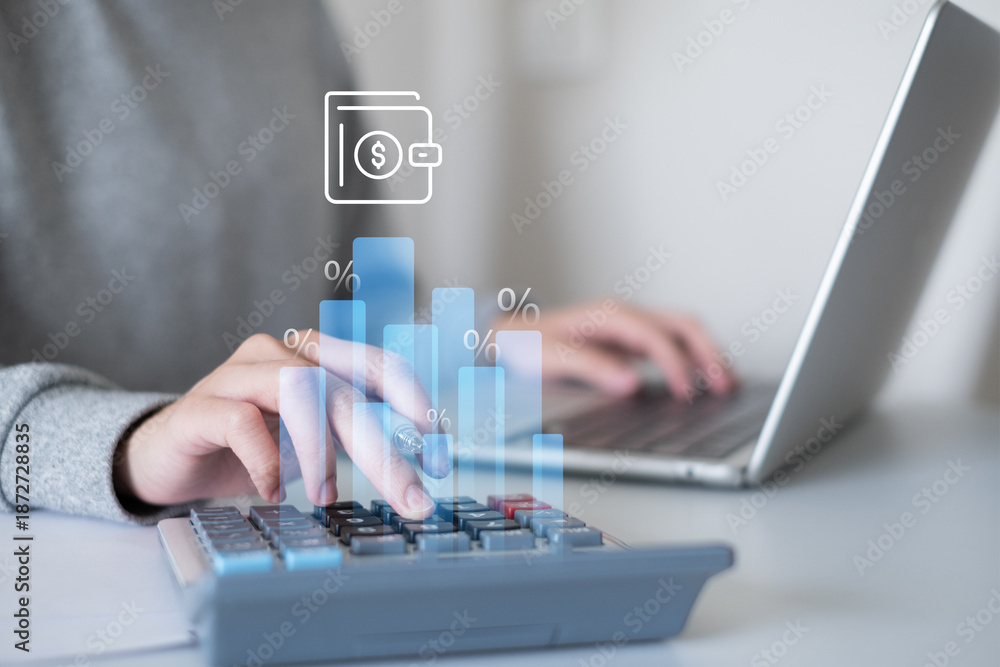 Ταπετσαρία Person focusing on increase salary money income saving growth investment interes