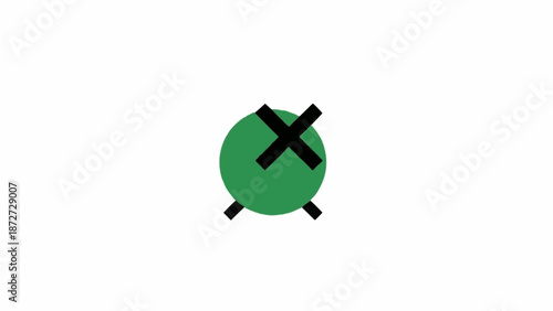 Green circle with black X mark.